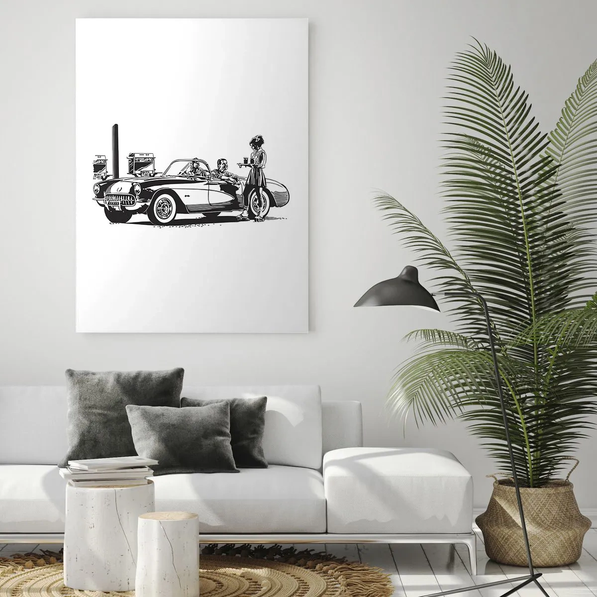 Obraz na skle - 60. - bezstarostná Amerika - 50x70 cm