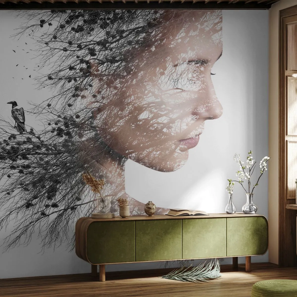 Fototapeta Standard Eco - Duch lesa - Abstrakcia, Ženská tvár, Strom - 300x210 cm