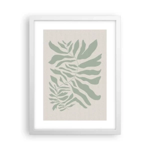 Plagát v bielom ráme - Smaragdová vetva - 30x40 cm