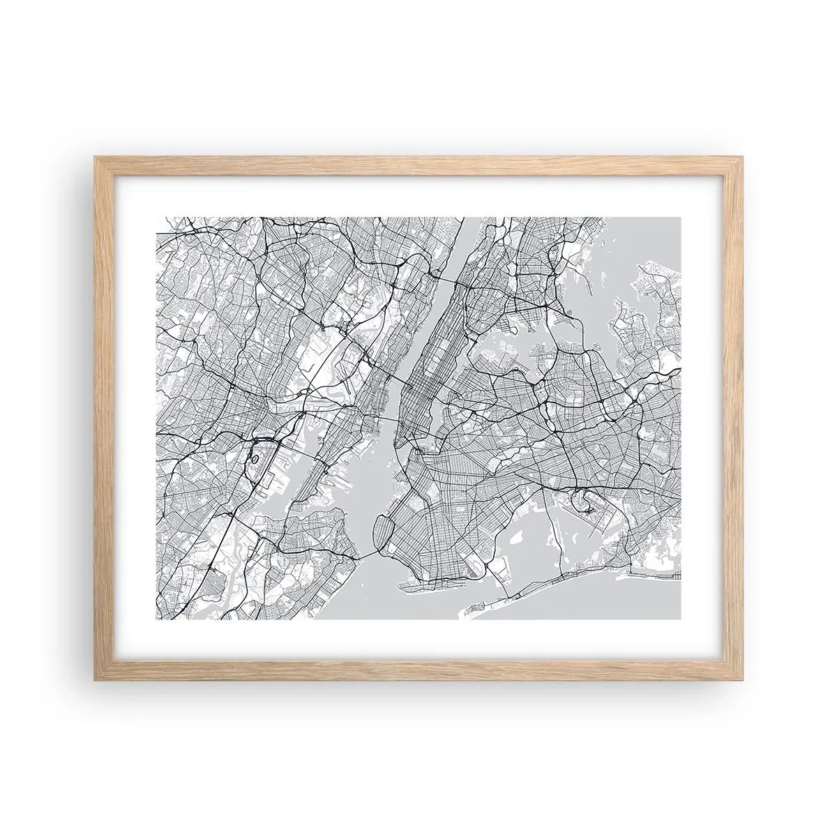 Plagát v ráme zo svetlého duba - Anatómia metropoly - 50x40 cm