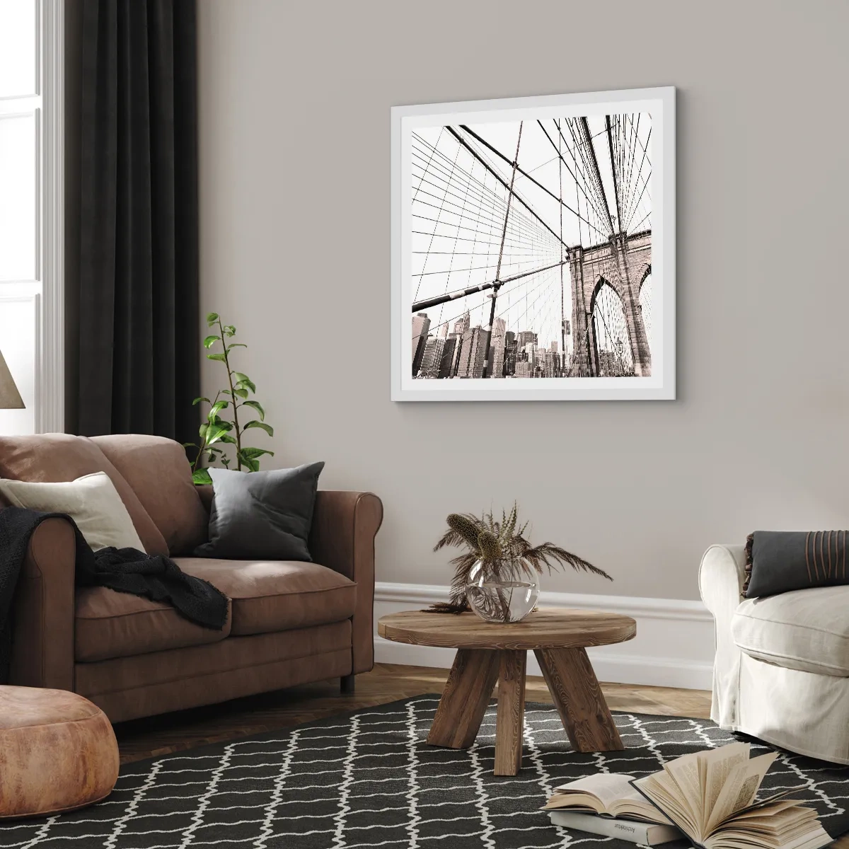 Plagát v bielom ráme - Newyorská katedrála - 30x30 cm