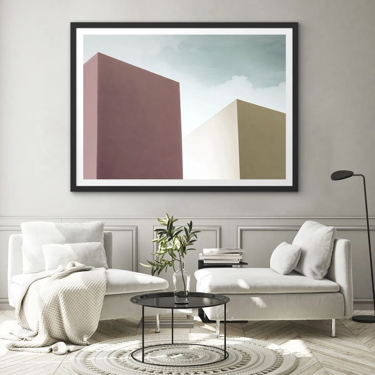 Plagát v čiernom ráme - Geometria slnečného leta - 70x50 cm