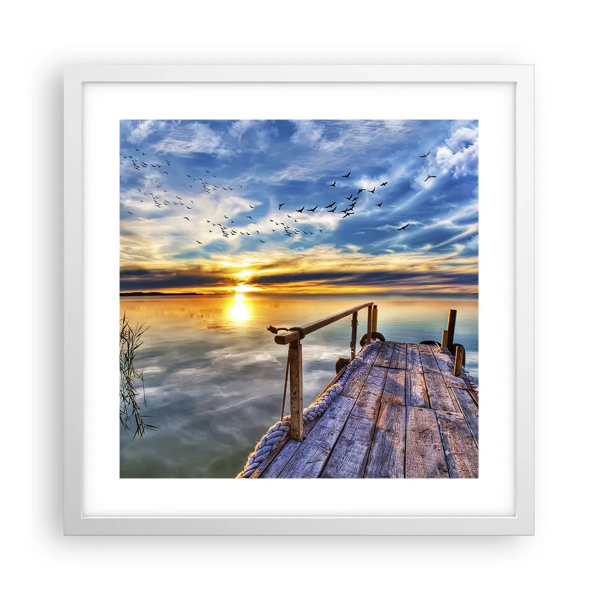 Plagát v bielom ráme - Vietor ide odpočívať - 40x40 cm