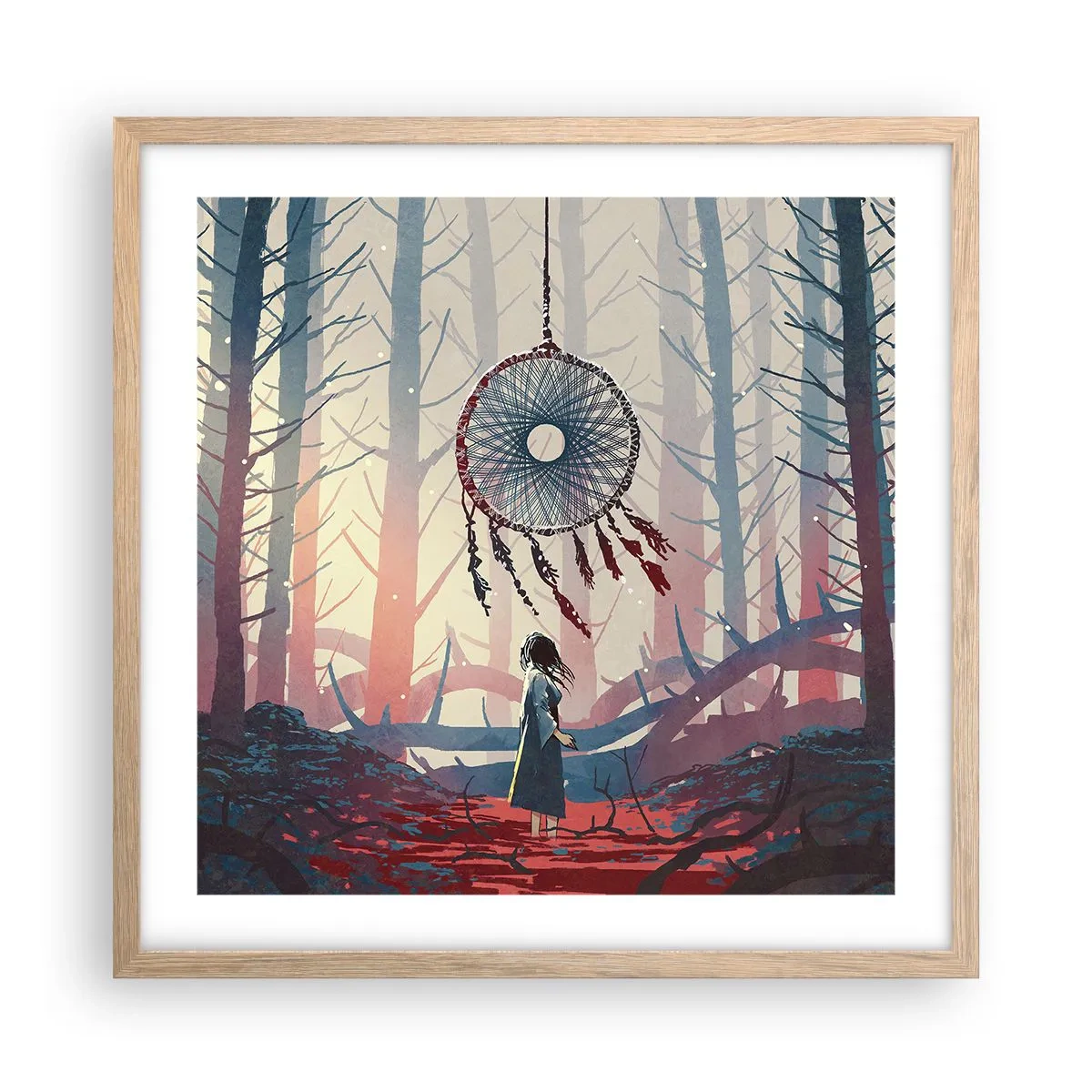 Plagát v ráme zo svetlého duba - Tajný rituál šťastia - 50x50 cm