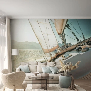 Fototapeta Premium Sand - Pod plnými plachtami - Jachta, plachtenie, More - 100x70 cm