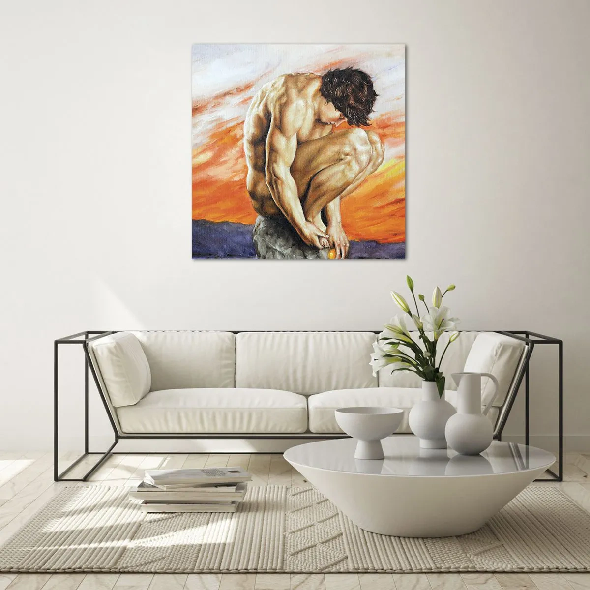 Obraz na skle - Ponorený do seba - 50x50 cm