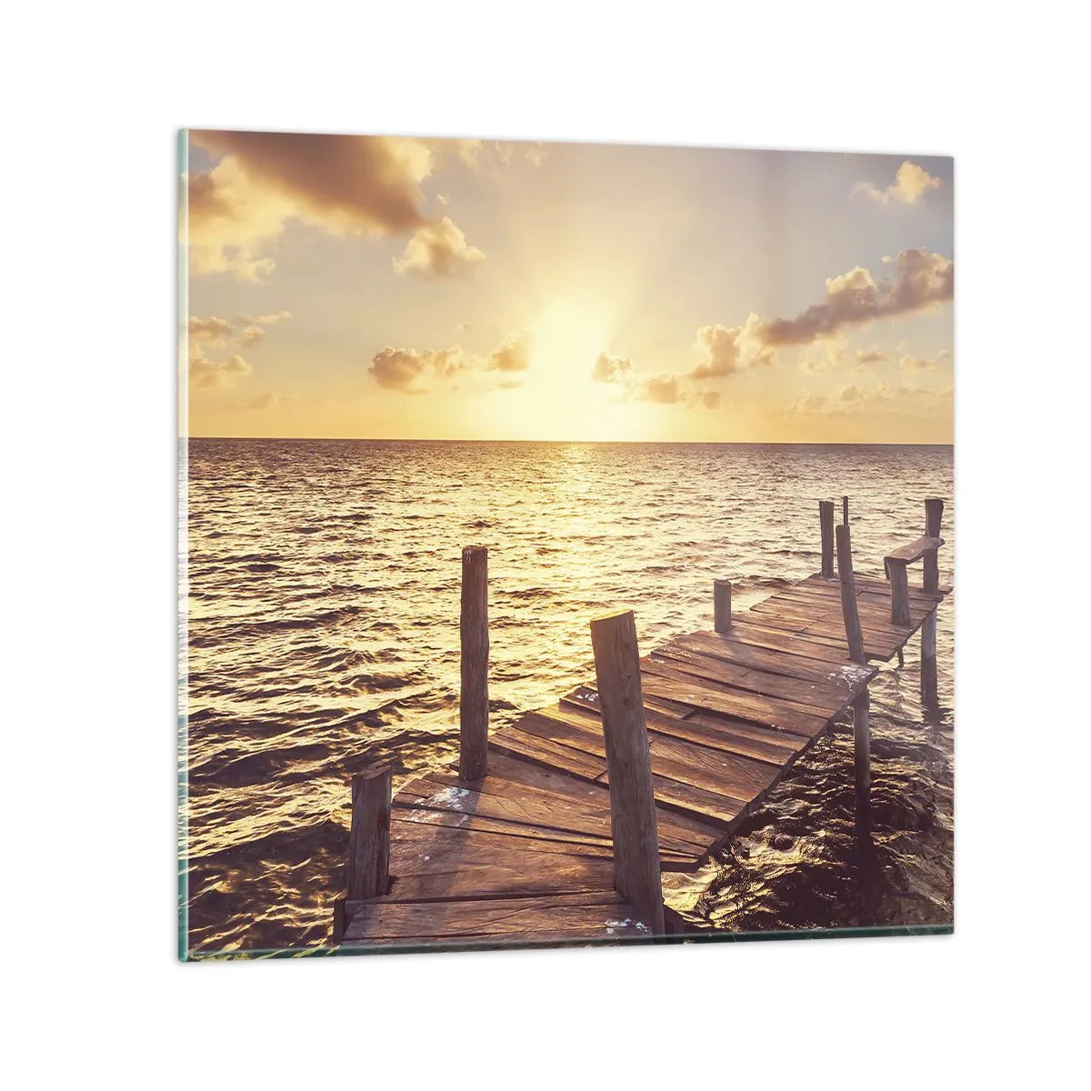 Obraz na skle - Zlatá krajina láskavosti - 70x70 cm