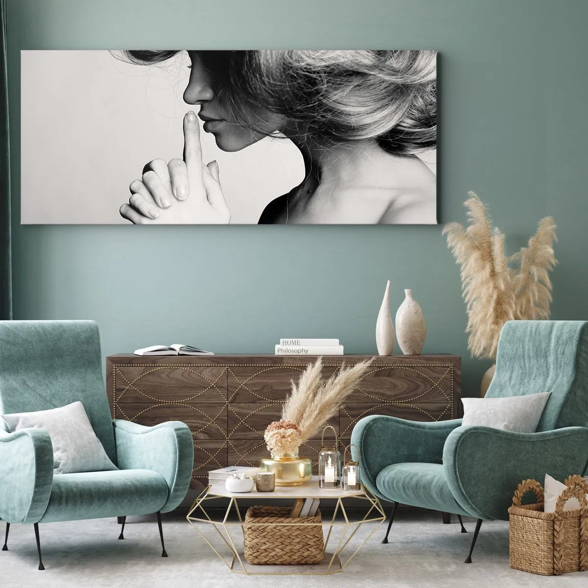 Obraz na plátne - Zahľadená do seba - 160x50 cm