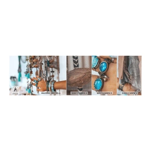 Vzorka fototapety Premium Canvas - Miestne poklady - Ženská ruka, Šperky, Boho - 100x30 cm