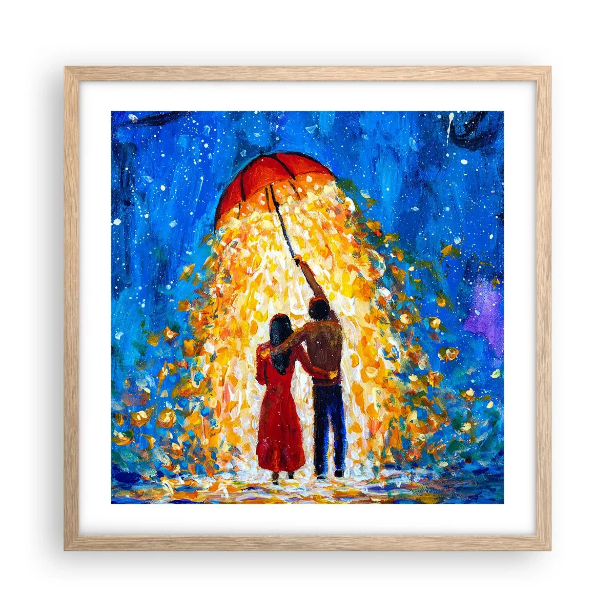 Plagát v ráme zo svetlého duba - Mágia daždivého večera? - 50x50 cm