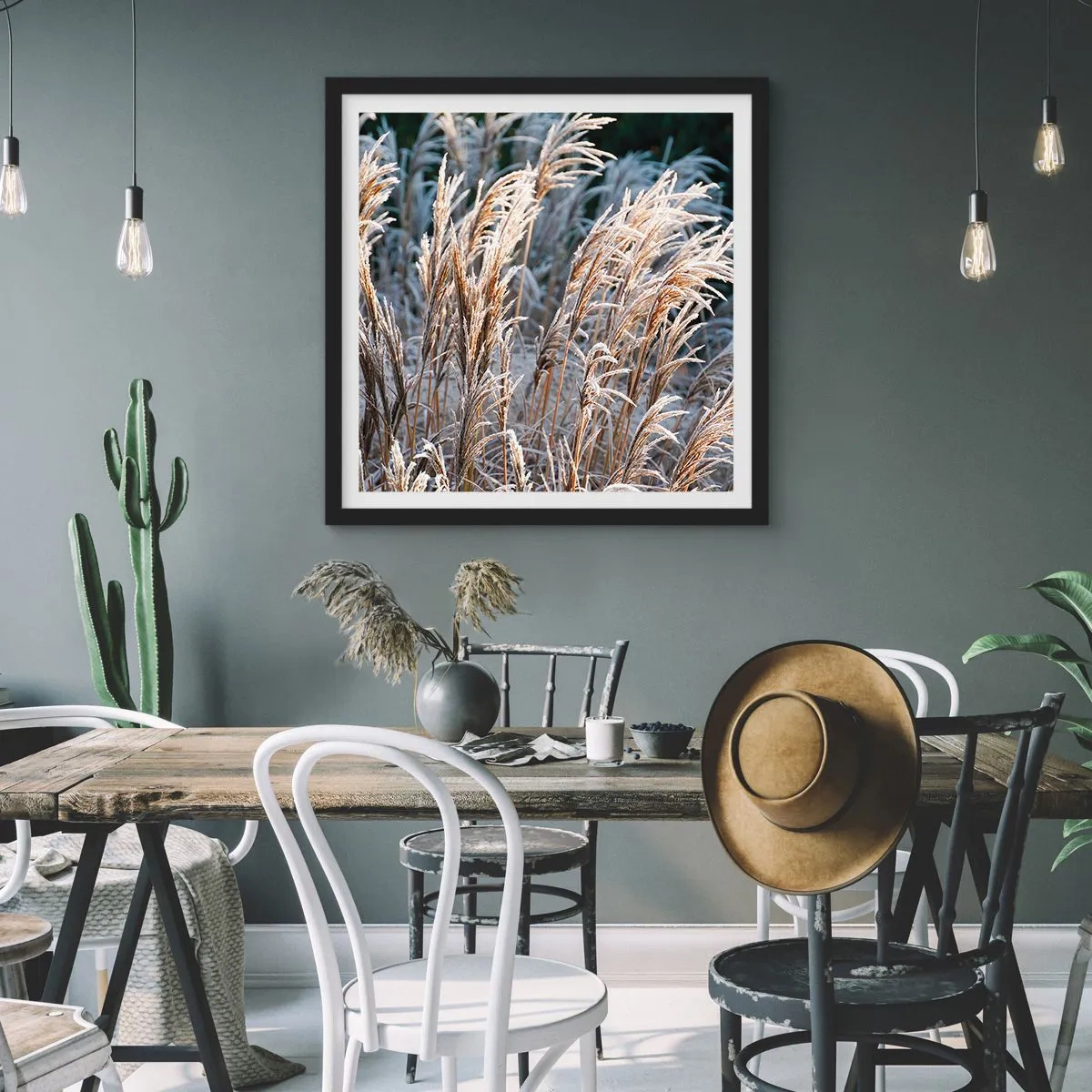 Plagát v čiernom ráme - Mrazom pokryté - 50x50 cm