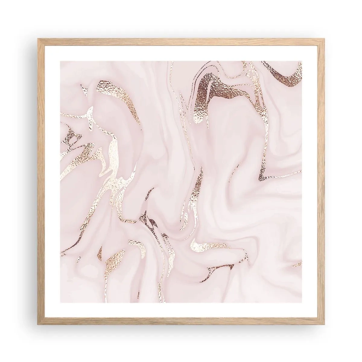 Plagát v ráme zo svetlého duba - V ružovom šialenstve - 60x60 cm