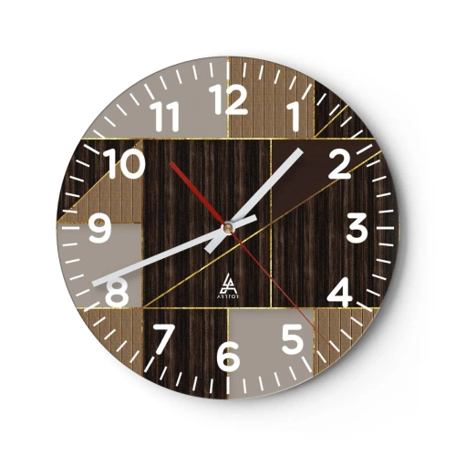 Nástenné hodiny - Mozaika hnedej a zlatej - 30x30 cm