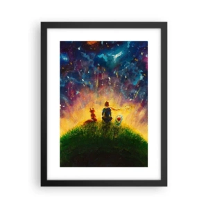 Plagát v čiernom ráme - Láska a priateľstvo - celý svet - 30x40 cm
