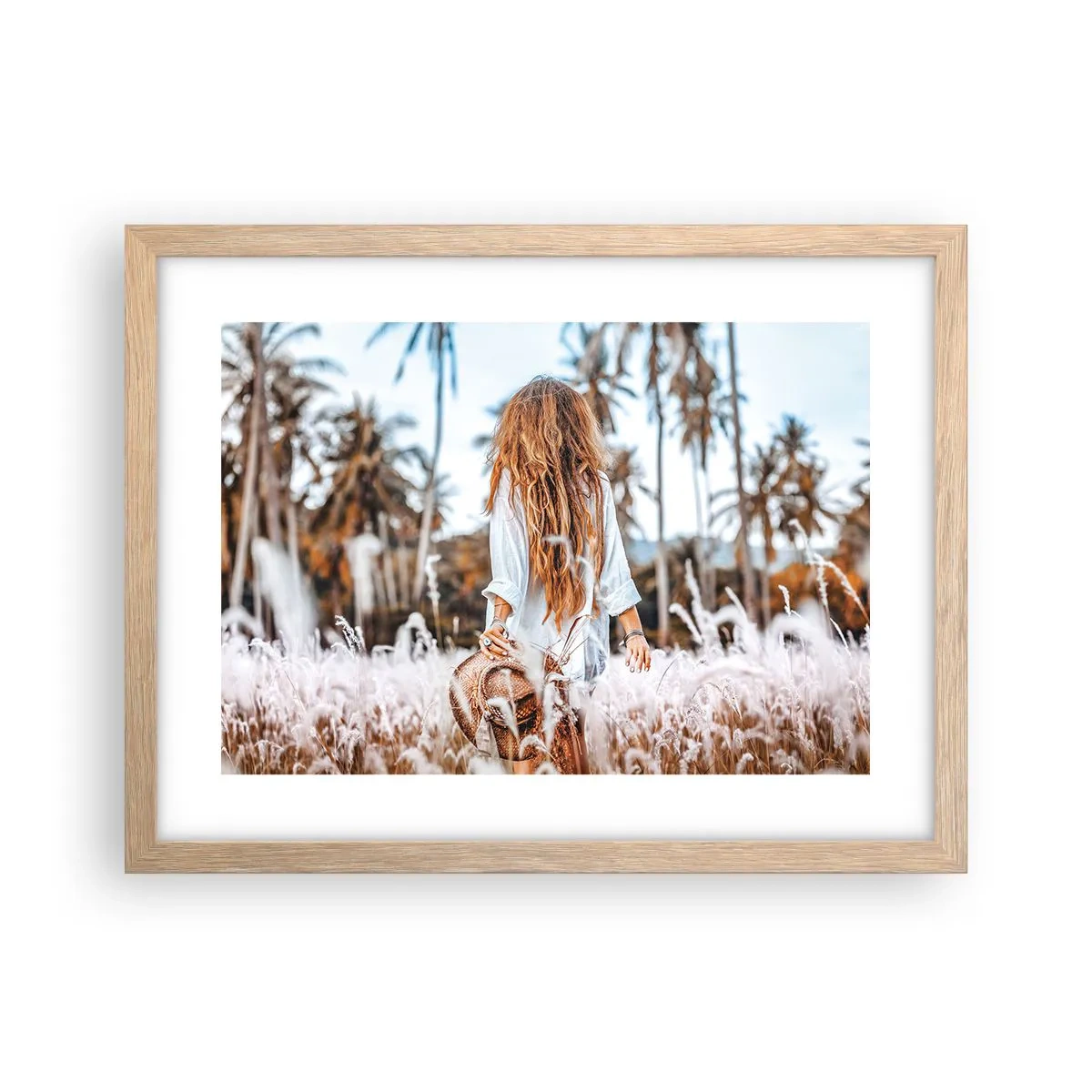 Plagát v ráme zo svetlého duba - Zrodená z trávnej páperie - 40x30 cm