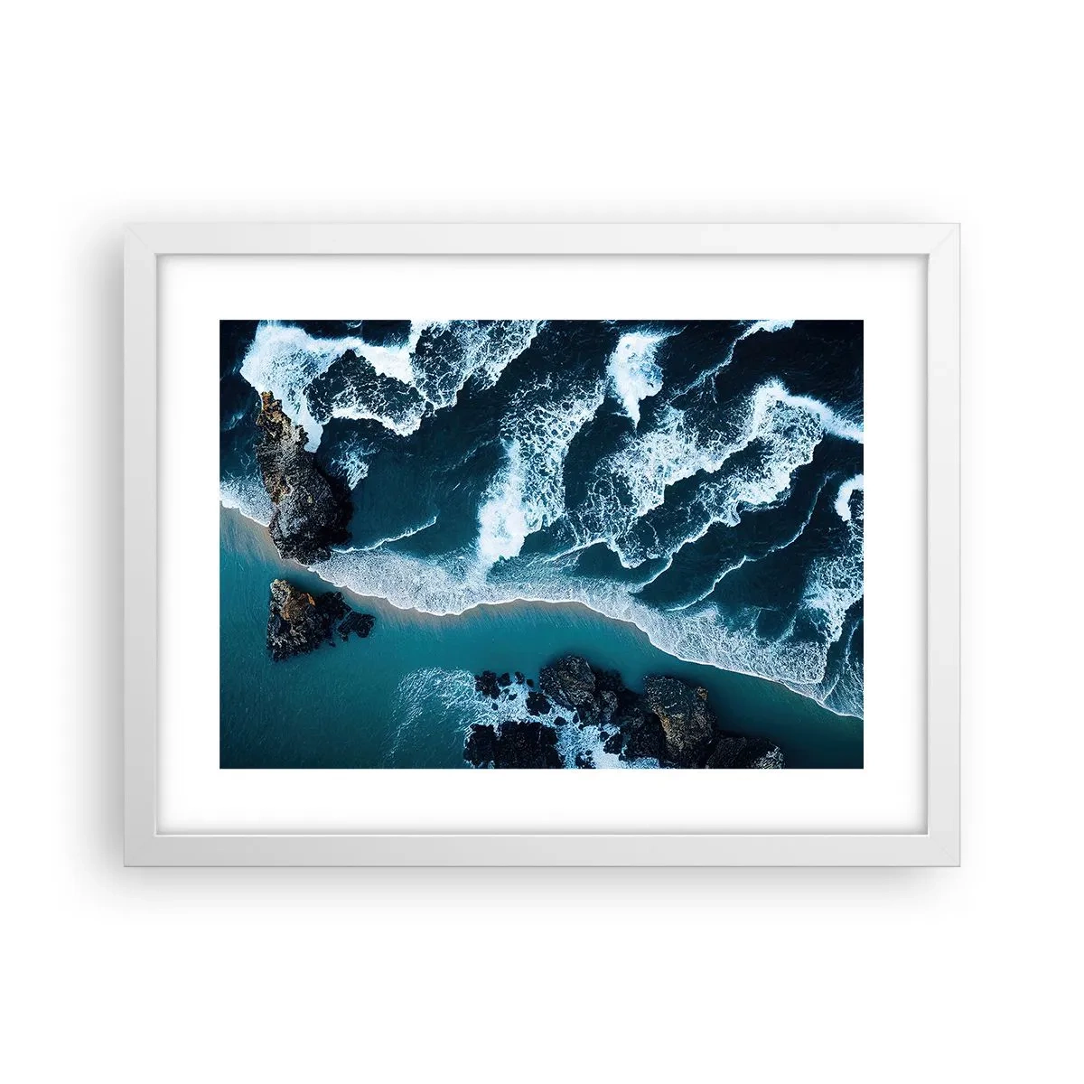 Plagát v bielom ráme - Zahalené do vĺn - 40x30 cm