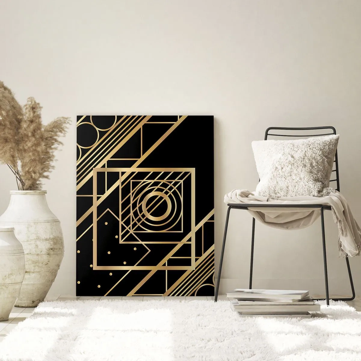 Obraz na skle - Zlatá geometria - 50x70 cm