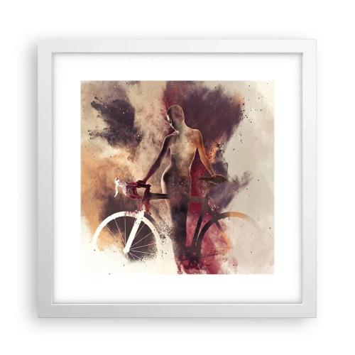 Plagát v bielom ráme - Cyklistická duša v mramorových tvaroch - 30x30 cm