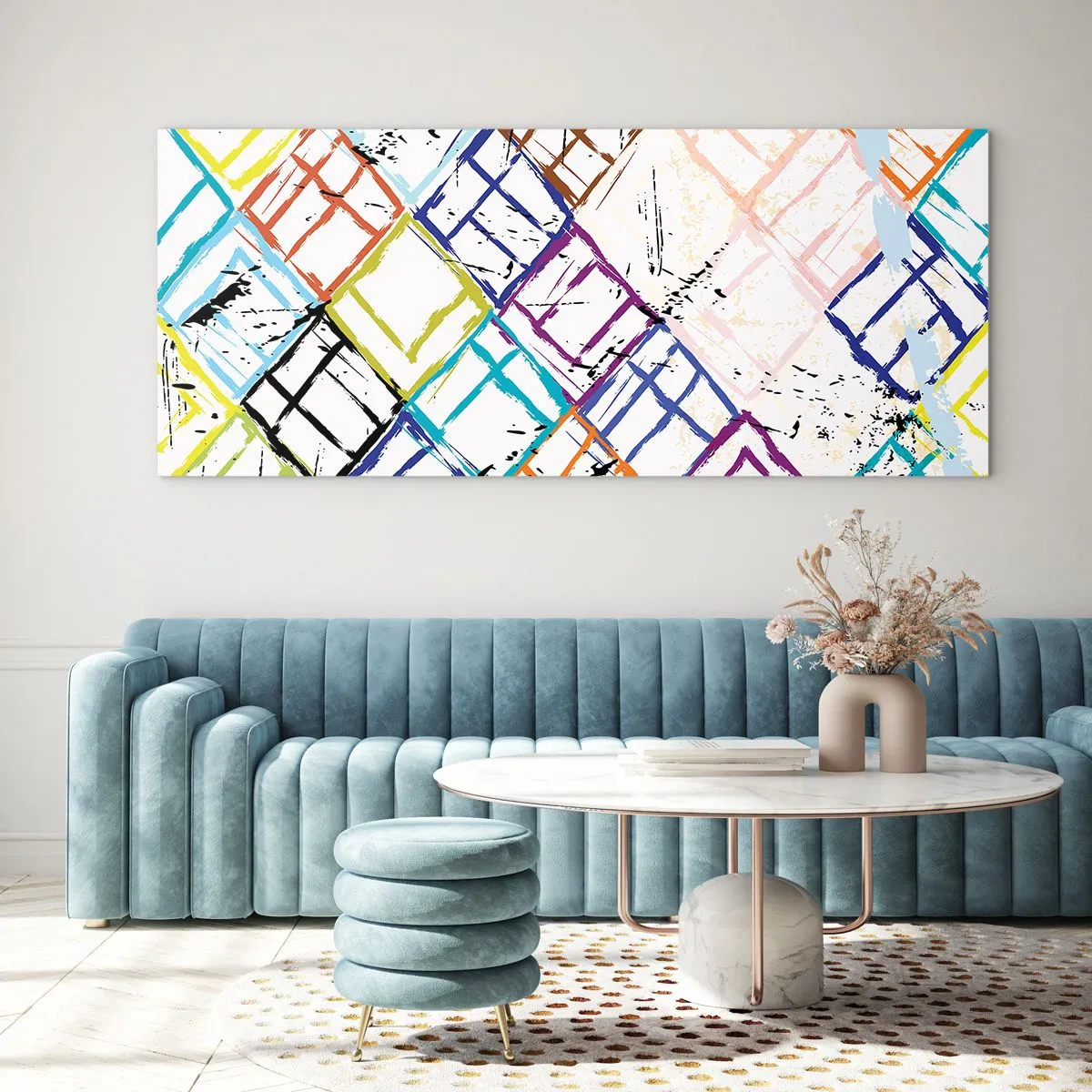 Obraz na skle - Bunky na prenájom - 90x30 cm