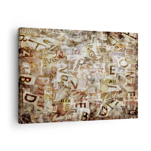 Obraz na plátne - Abstraktná kompozícia s písmenami a fragmentmi textu - 70x50cm - Táraniny - Moderná nástenná dekorácia do obývacej izby a spálne ARTTOR