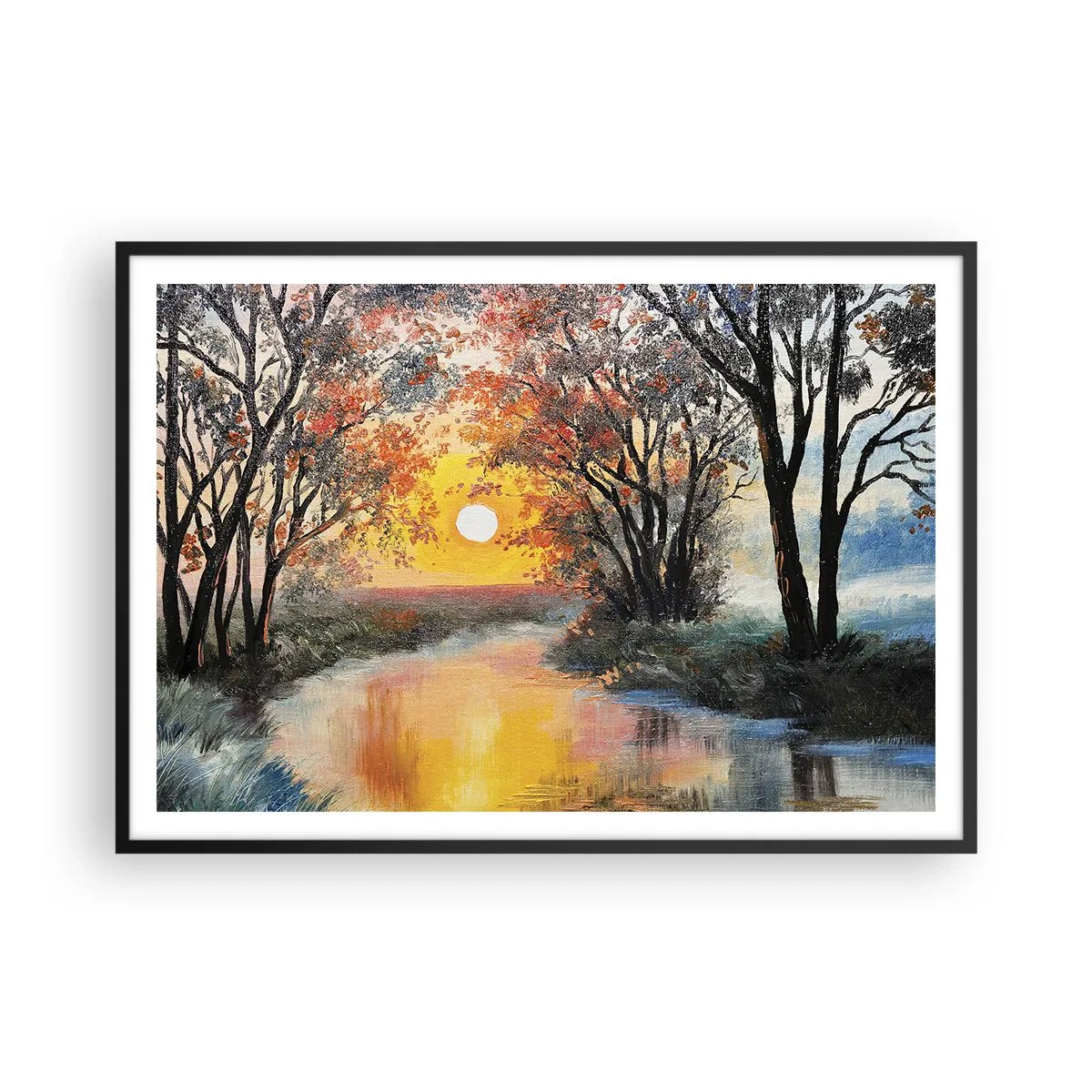 Plagát v čiernom ráme - Jesenný nádych - 100x70 cm