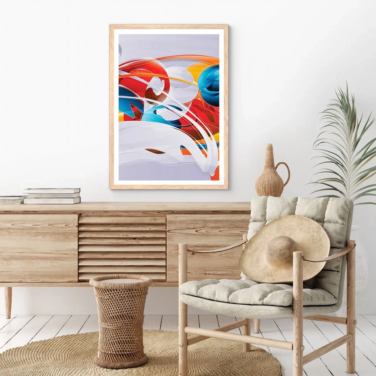 Plagát v ráme zo svetlého duba - Tanec živlov - 50x70 cm