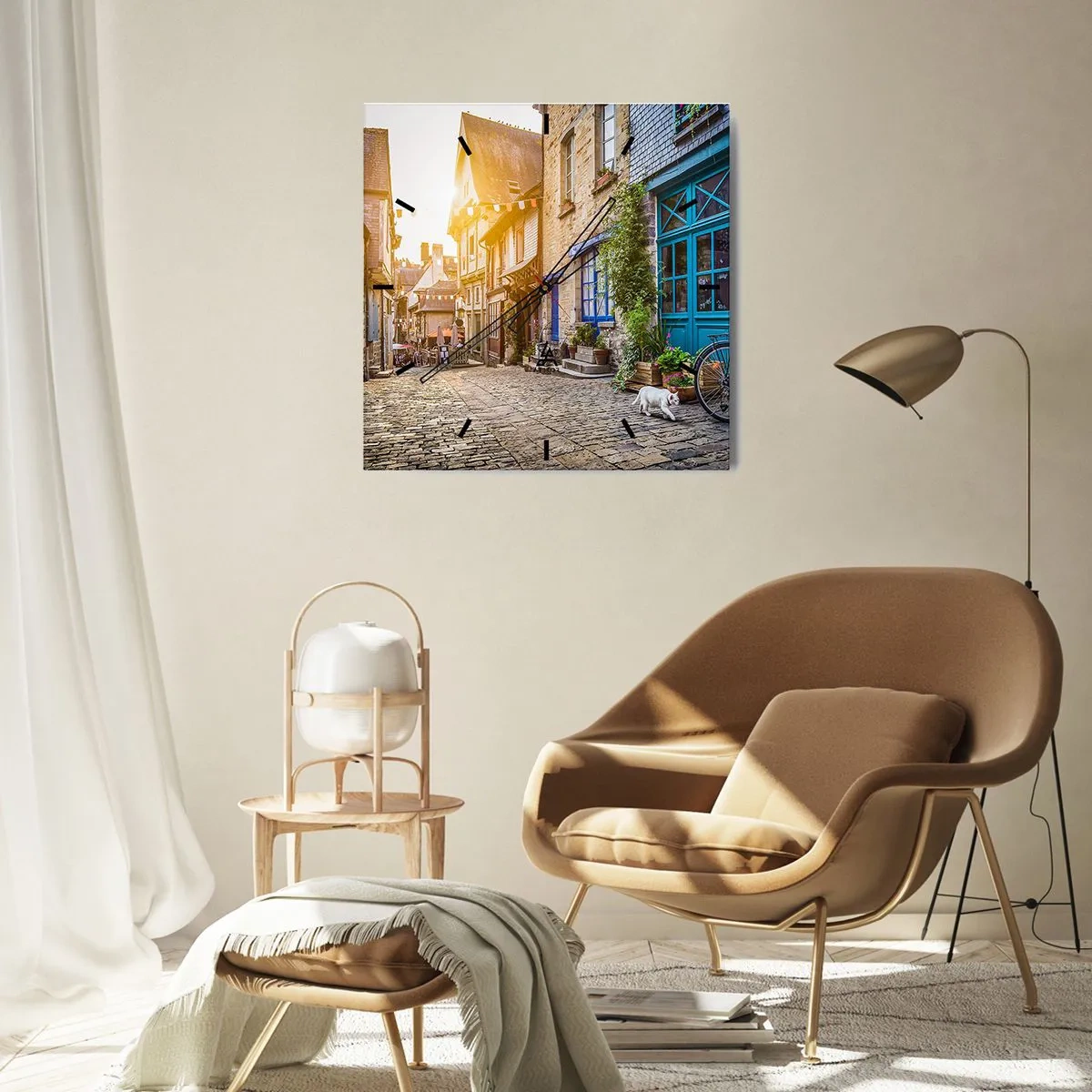 Nástenné hodiny - Biely duch mestečka - 30x30 cm