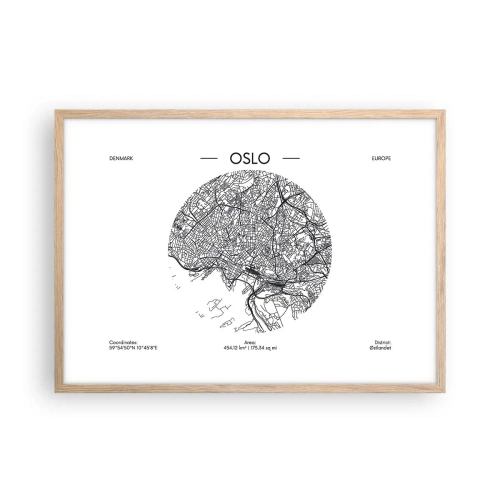 Plagát v ráme zo svetlého duba - Anatómia Osla - 70x50 cm