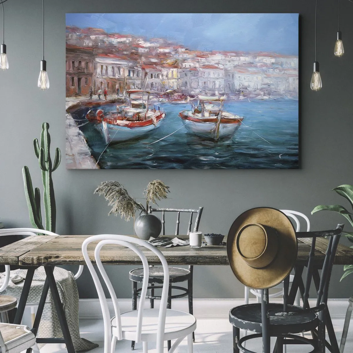 Obraz na plátne - Lode v malebnom talianskom zálive - 70x50cm - Taliansky záliv - Moderná nástenná dekorácia do obývacej izby a spálne ARTTOR