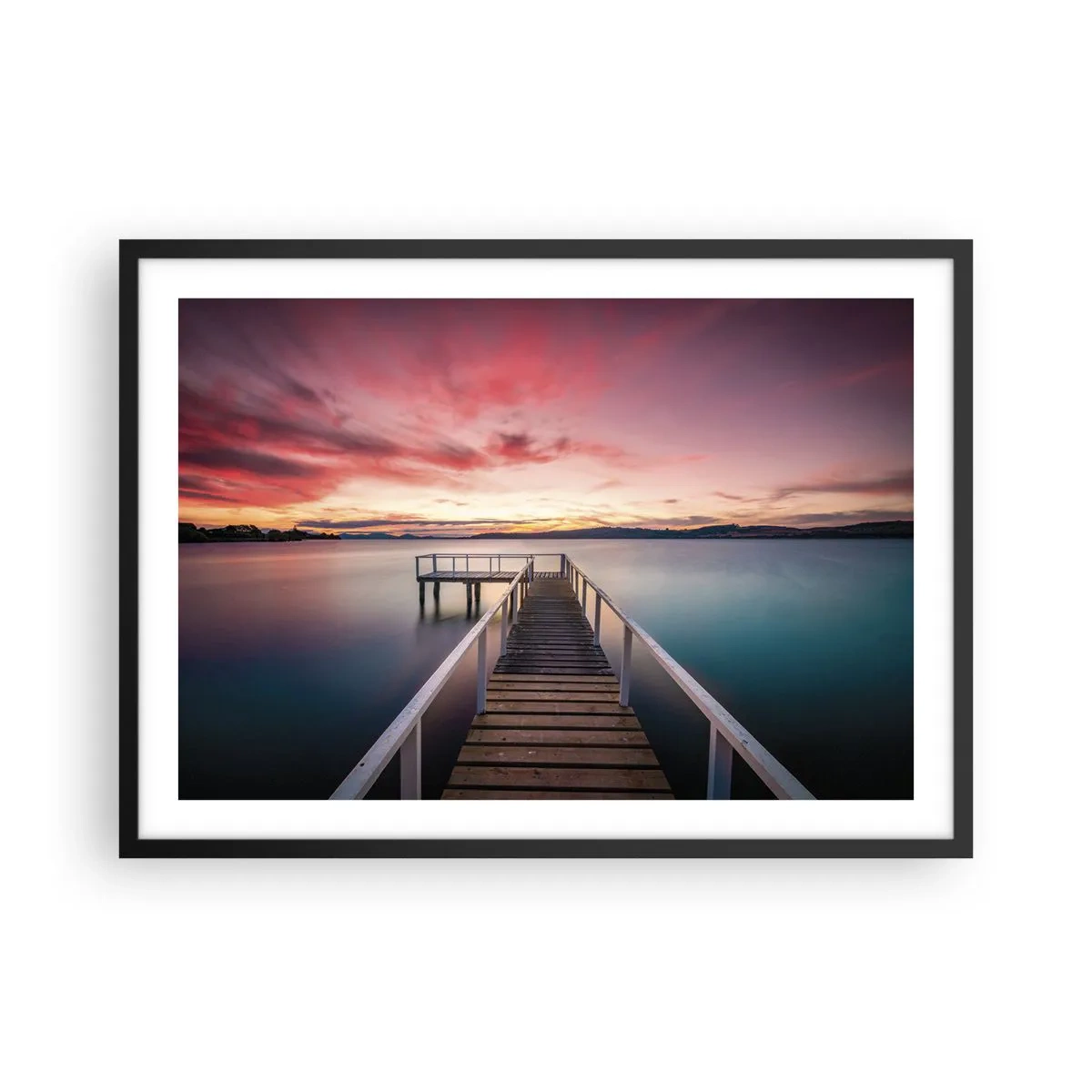 Plagát v čiernom ráme - Jemný plameň večera - 70x50 cm
