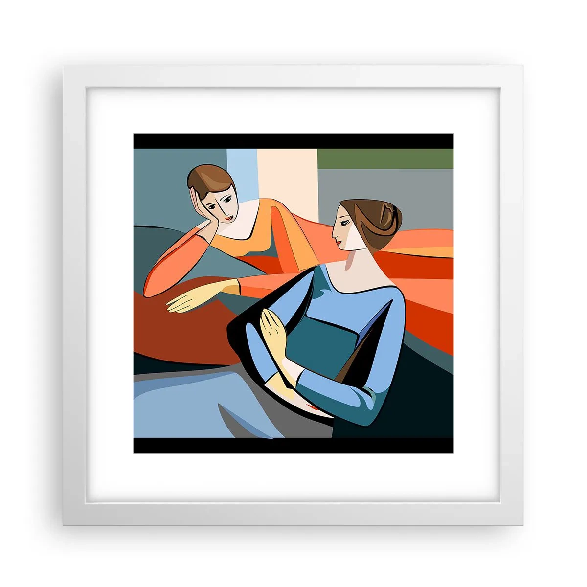 Plagát v bielom ráme - Dôverná chvíľa - 30x30 cm