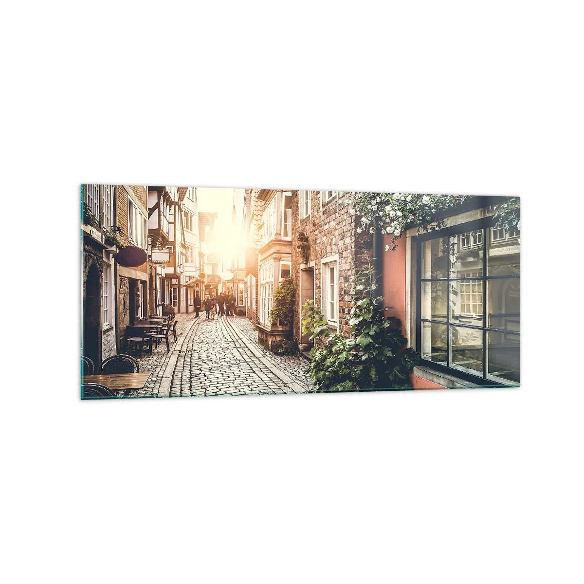 Obraz na skle - Ružová ulička v ružovej žiare - 120x50 cm