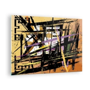 Obraz na skle - Abstraktná geometrická kompozícia v ostrých líniách - 70x50cm - Ostrý rez - Moderná nástenná dekorácia do obývacej izby a spálne ARTTOR