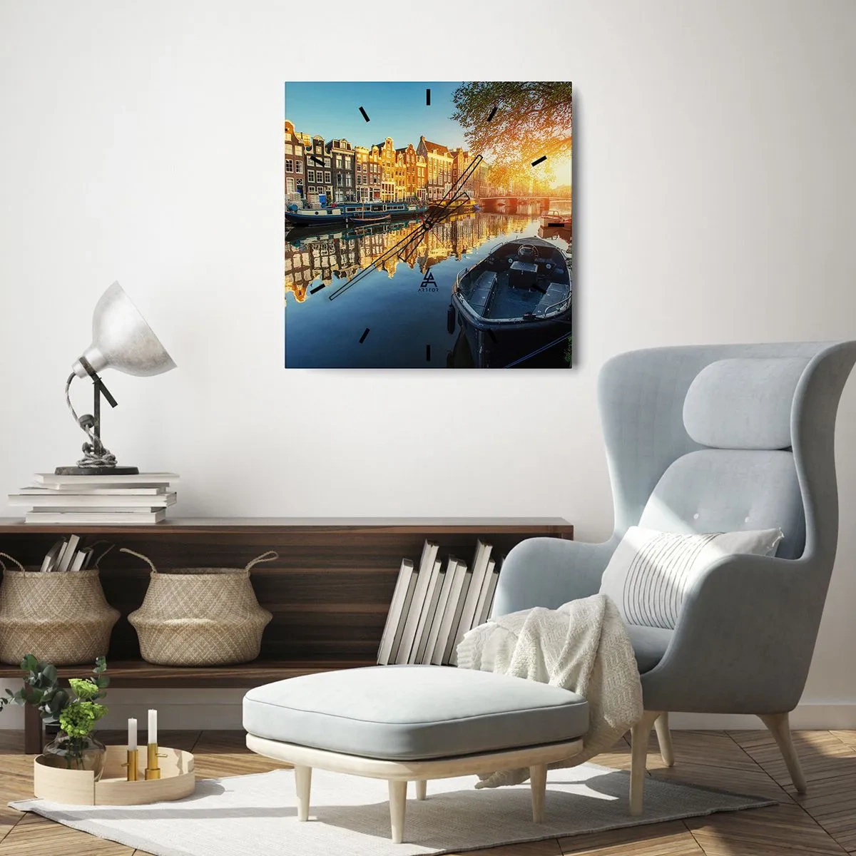 Nástenné hodiny - Ráno v Amsterdame - 40x40 cm
