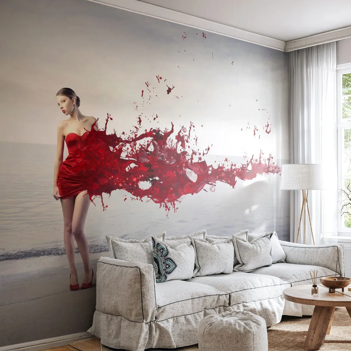 Samolepiaca Fototapeta Deluxe Sticker - Náruživá ako šarlátová - Žena, Model, Grafika - 250x175 cm