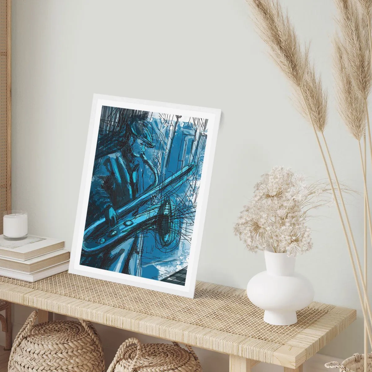 Plagát v bielom ráme - Mestská rapsódia - 40x50 cm