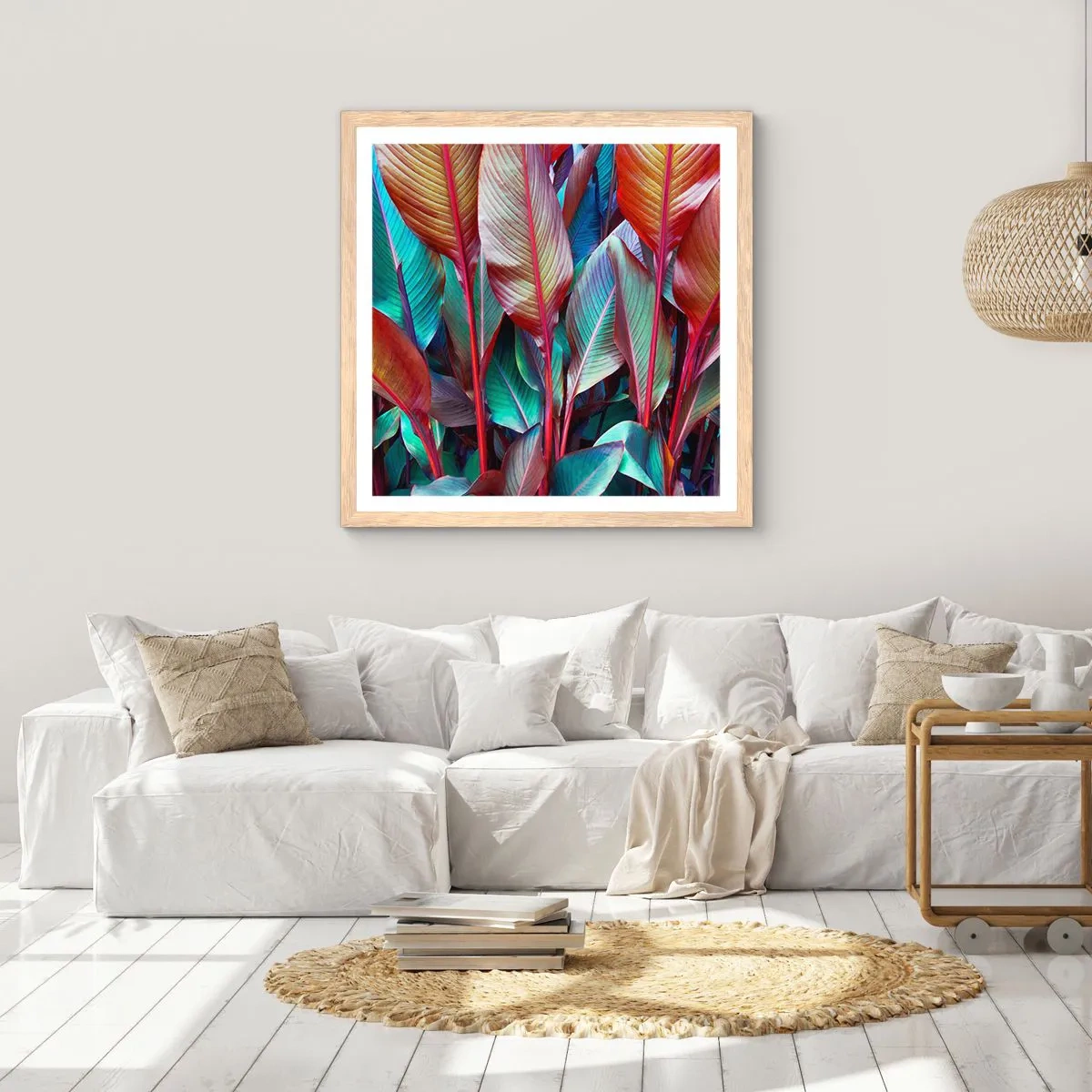 Plagát v ráme zo svetlého duba - Farebná húština - 50x50 cm