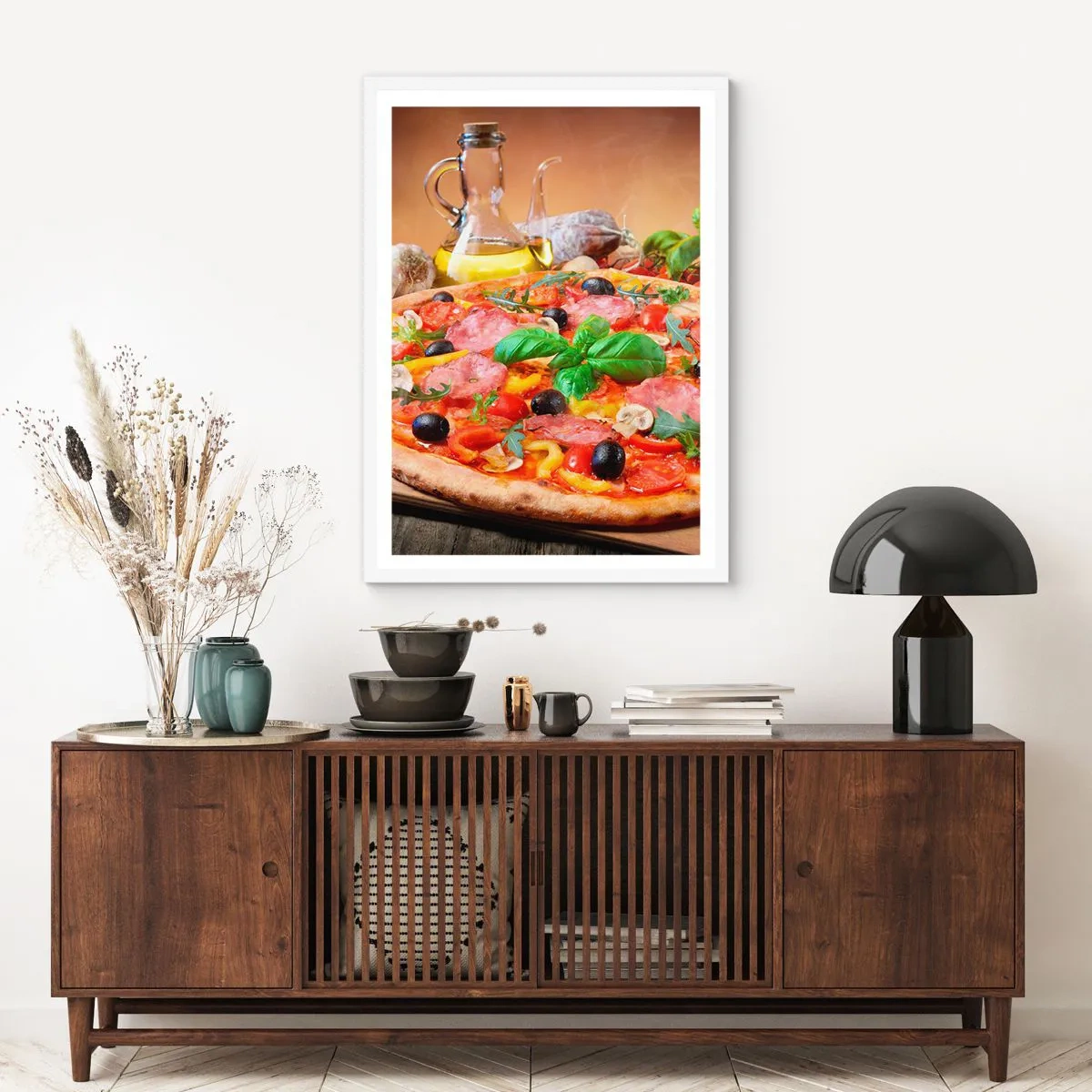 Plagát v bielom ráme - So skutočne talianskou chuťou - 30x40 cm