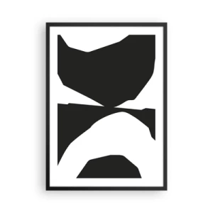 Plagát v čiernom ráme - Abstraktná čiernobiela kompozícia - 50x70cm - Positive-negative - Moderná nástenná dekorácia do obývacej izby a spálne ARTTOR