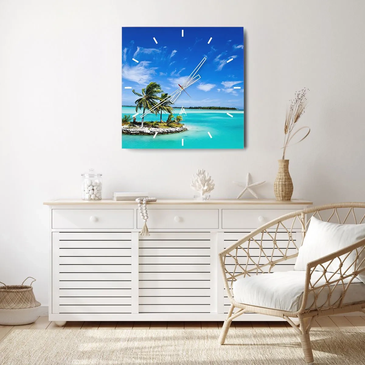 Nástenné hodiny - Raj na zemi - 40x40 cm