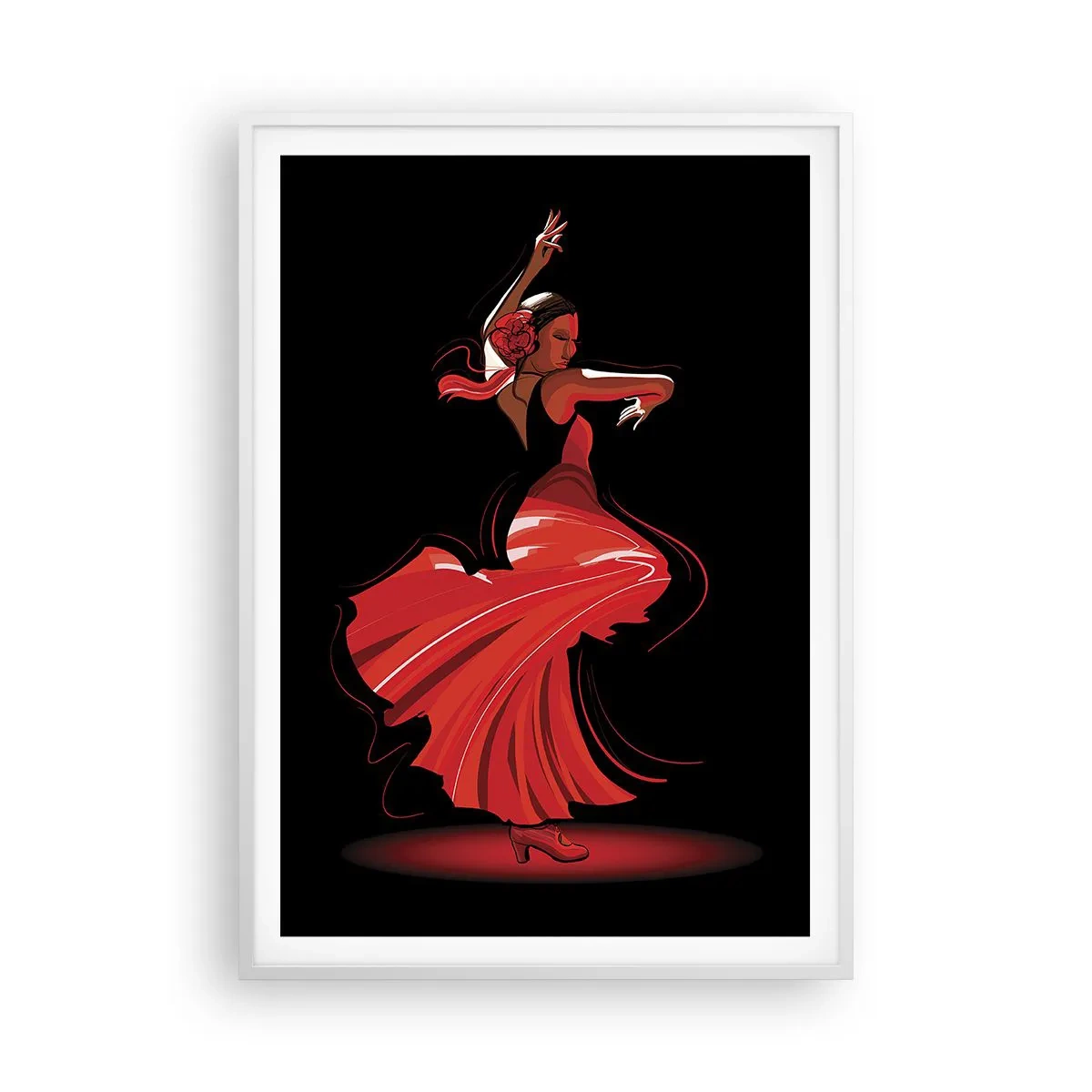 Plagát v bielom ráme - Horúca duša flamenco - 70x100 cm