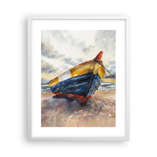 Plagát v bielom ráme - Odpočinok na brehu - 40x50 cm