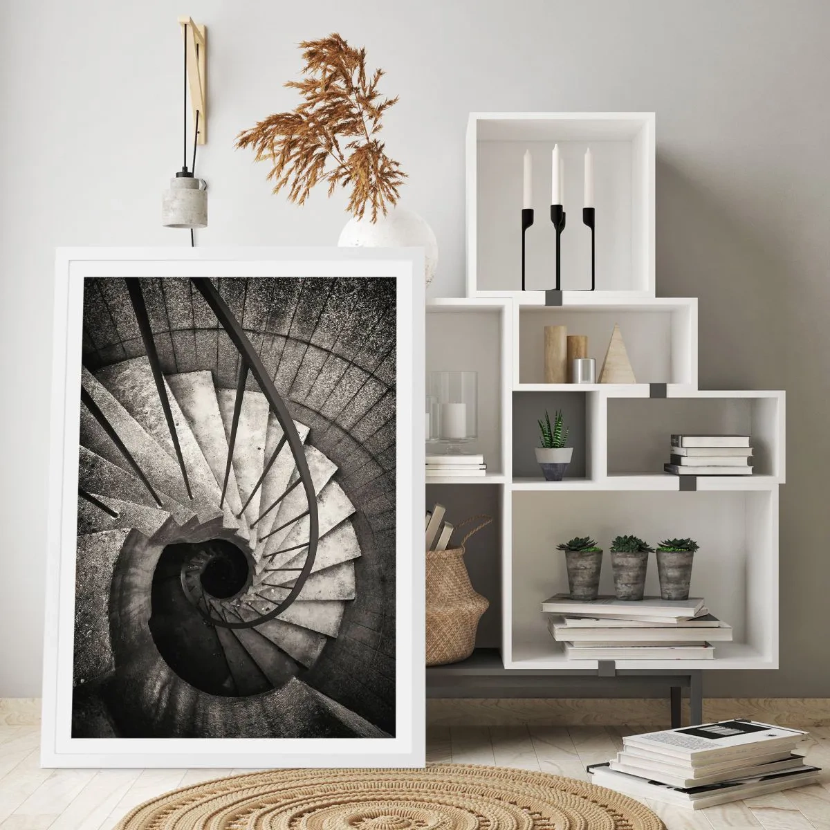 Plagát v bielom ráme - Hore po schodoch, dole po schodoch - 61x91 cm