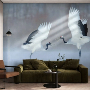 Fototapeta Premium Canvas - Tanec v hmle - Zima, Vták, Príroda - 350x256 cm