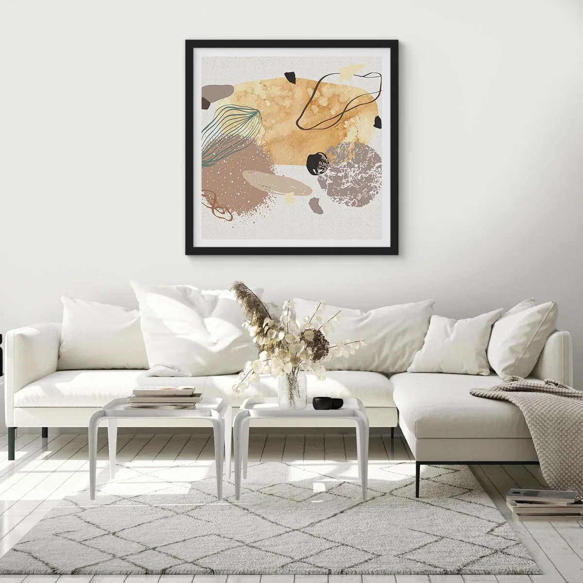 Plagát v čiernom ráme - Abstraktná slivka - 60x60 cm