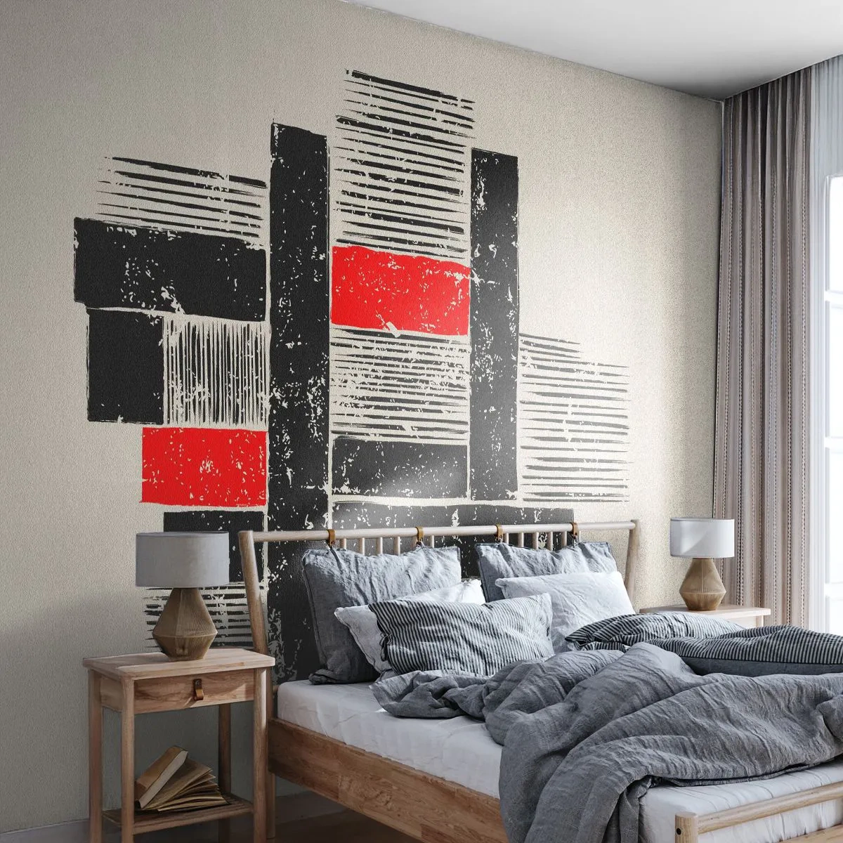 Fototapeta Premium Canvas - Červené a čierne - Abstrakcia, Moderné umenie, Priemyselný - 250x175 cm