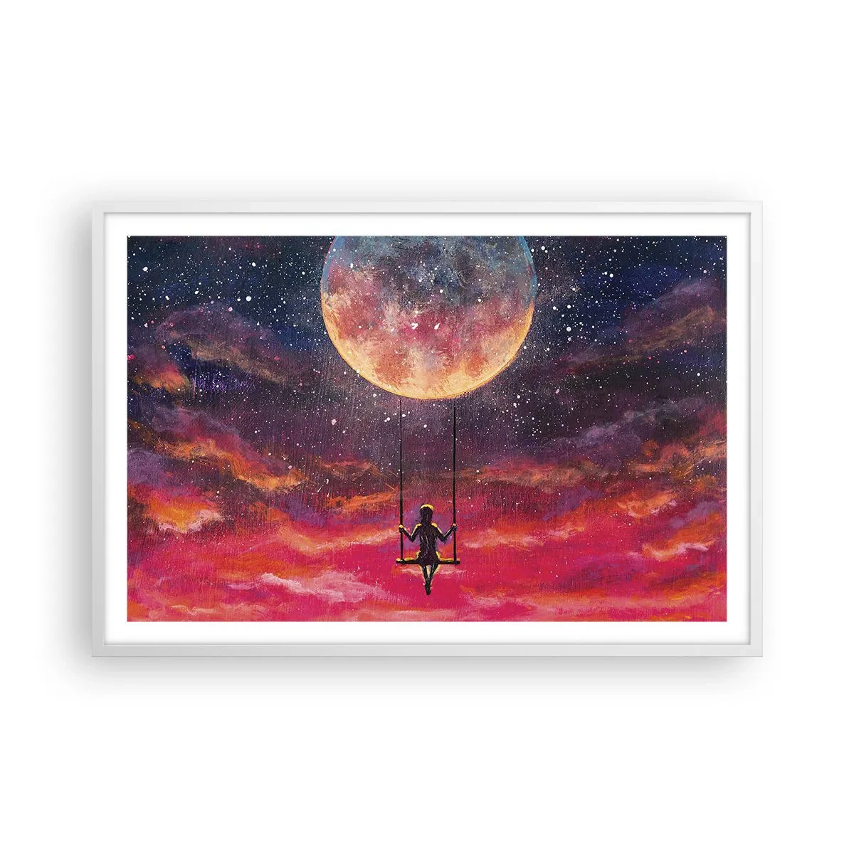Plagát v bielom ráme - Stavať si vzdušné zámky - 91x61 cm