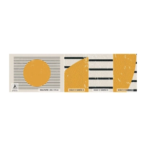 Vzorka samolepiacej fototapety Deluxe Sticker - Sila jednoduchosti - slnko, Koleso, Čiary - 100x30 cm