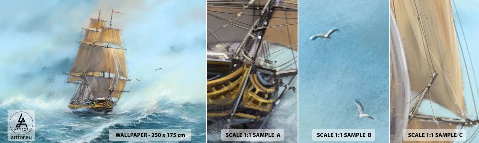 Vzorka Fototapeta Standard Eco - Bežiaci po vlnách - More, Loď, Námorná - 100x30 cm