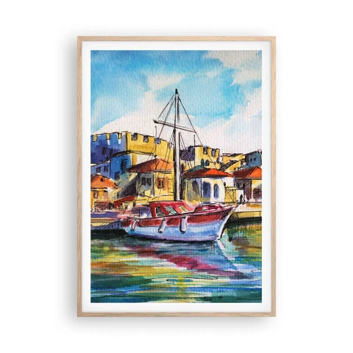 Plagát v ráme zo svetlého duba - Dúhové popoludnie - 70x100 cm